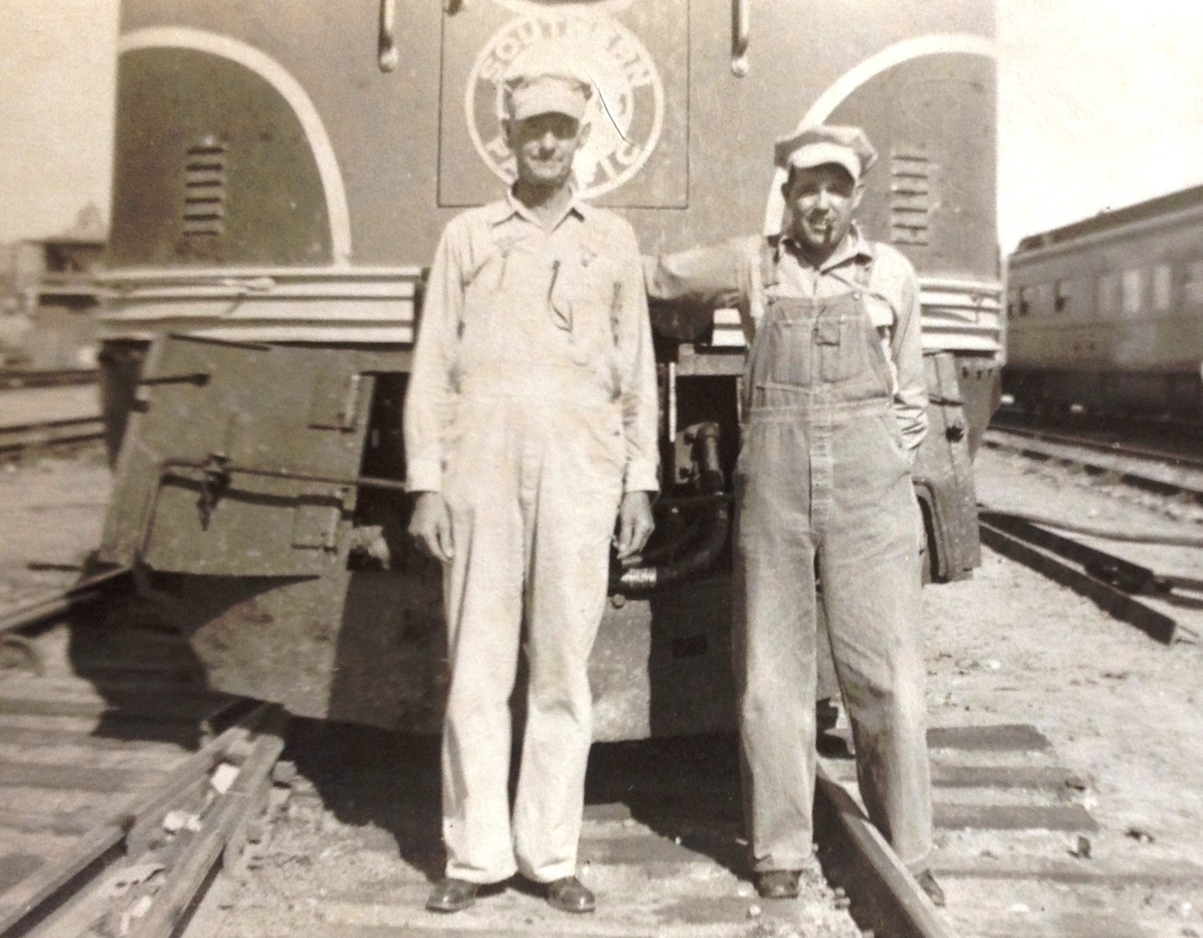Photo of Railroad Engineers Albert L and Albert T Bartz Union Station El Paso Texas